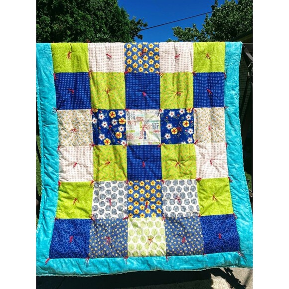 Positive Spring Vibes Hand Tied Patchwork Quilt - 2 choices - u pick - Picture 3 of 10